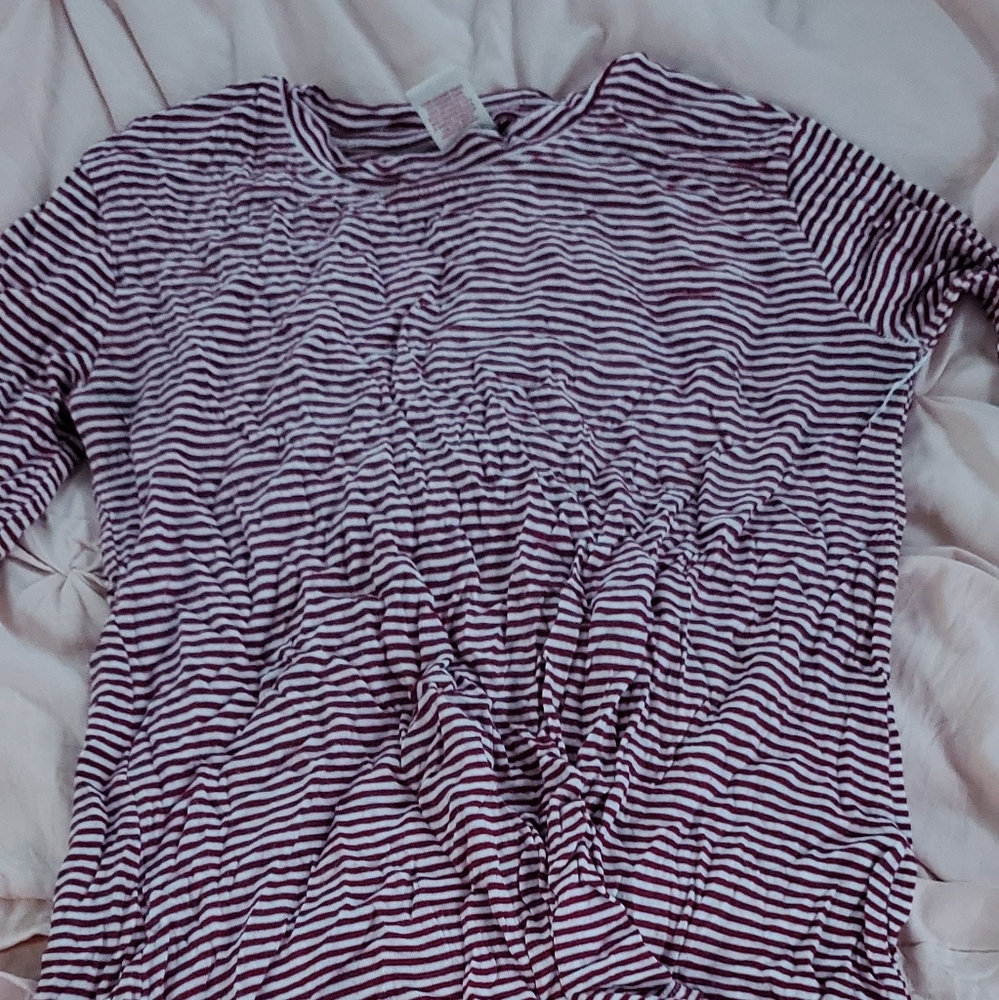 Red and white striped blouse